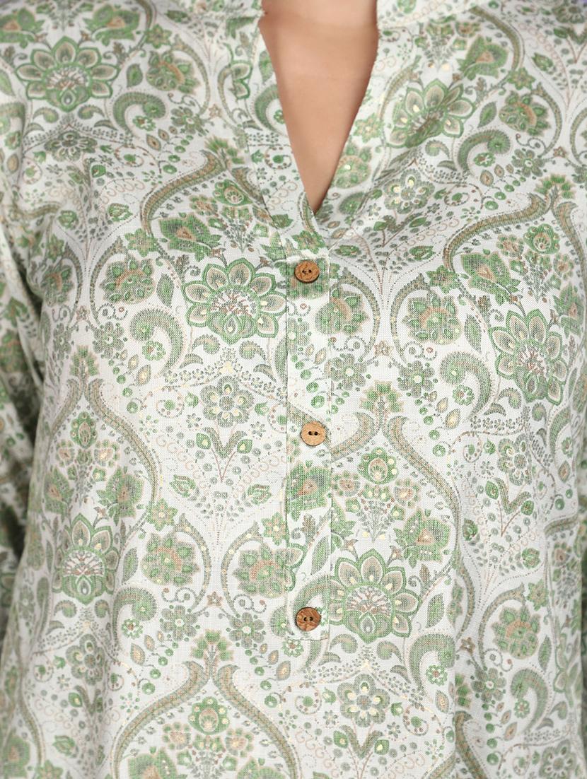 women green mandarin neck straight kurta - 20852244 - Standard Image - 4