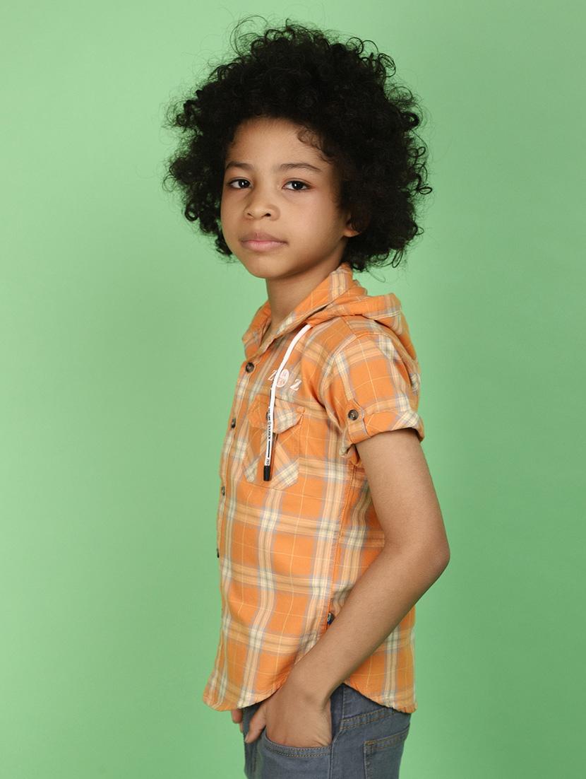 orange checks cotton shirt - 20852251 -  Standard Image - 1