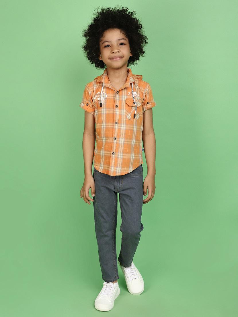 orange checks cotton shirt - 20852251 - Standard Image - 4