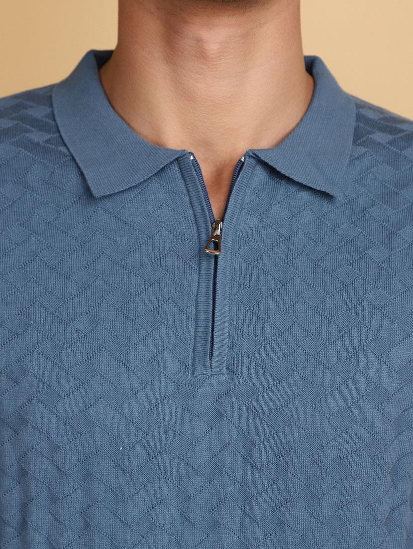 men polo neck self design t-shirt - 20852273 - Standard Image - 4
