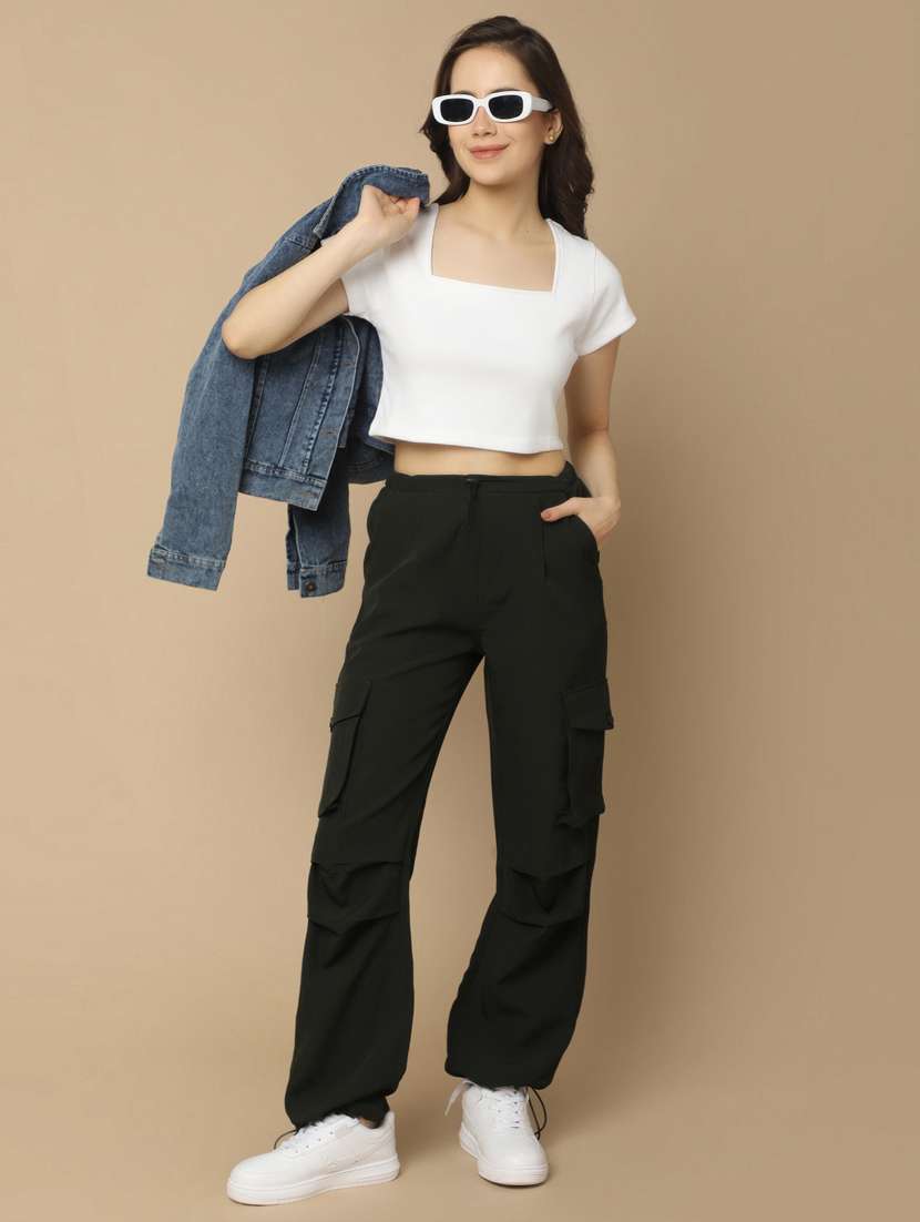 green polyester cargo trouser - 20852293 -  Standard Image - 4