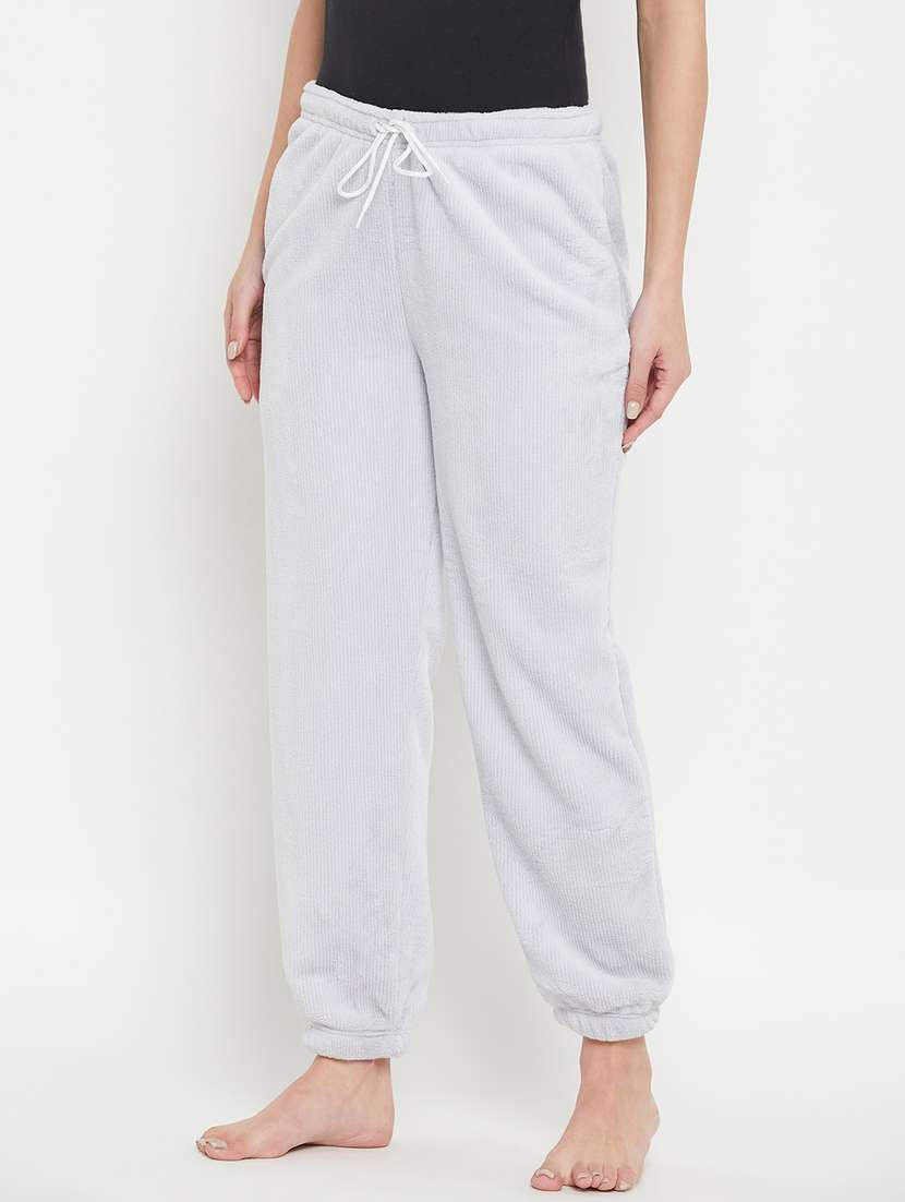 grey fleece joggers bottom wear - 20852345 -  Standard Image - 1
