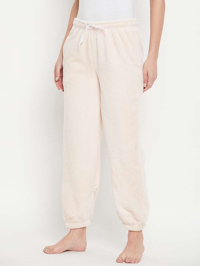 light pink fleece bottom wear - 20852346 - Standard Image - 1