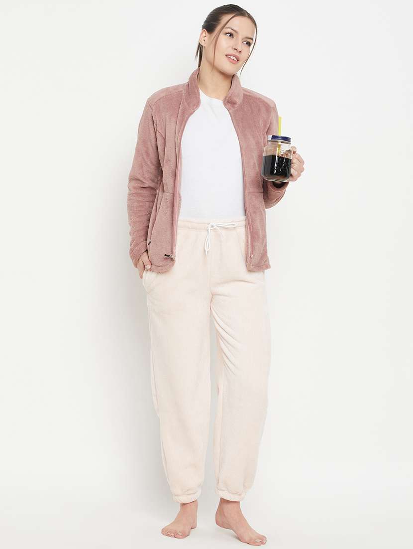 light pink fleece bottom wear - 20852346 - Standard Image - 4