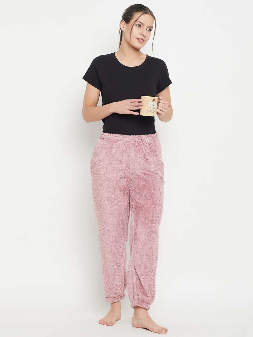 mauve fleece bottom wear - 20852347 -  Standard Image - 4