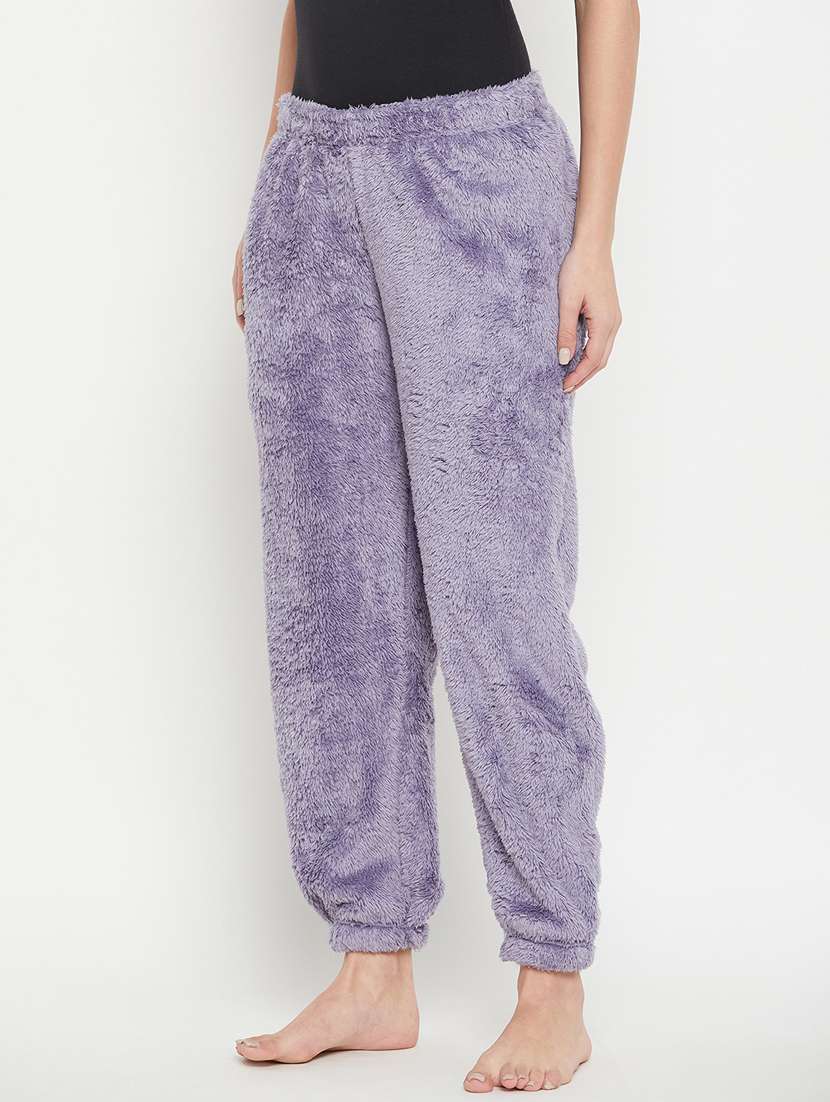 purple fleece joggers bottom wear - 20852351 - Standard Image - 1
