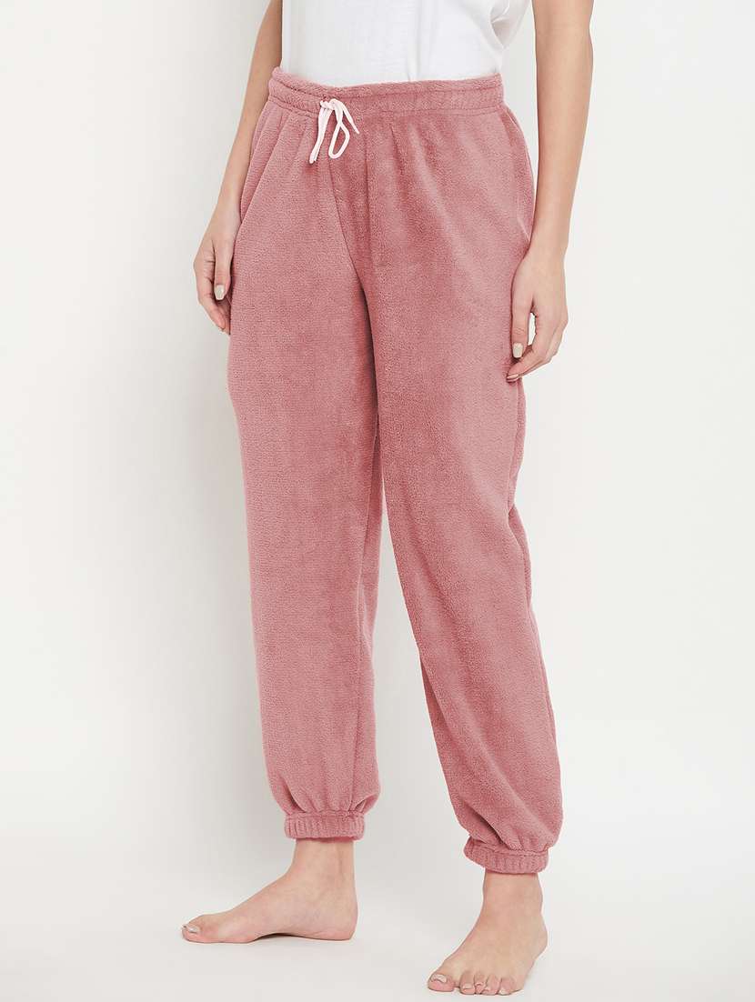 mauve fleece bottom wear - 20852356 - Standard Image - 1