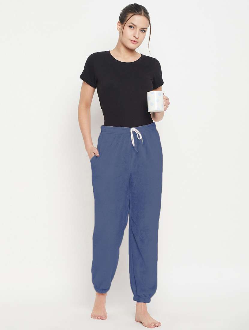 blue fleece joggers bottom wear - 20852358 - Standard Image - 4