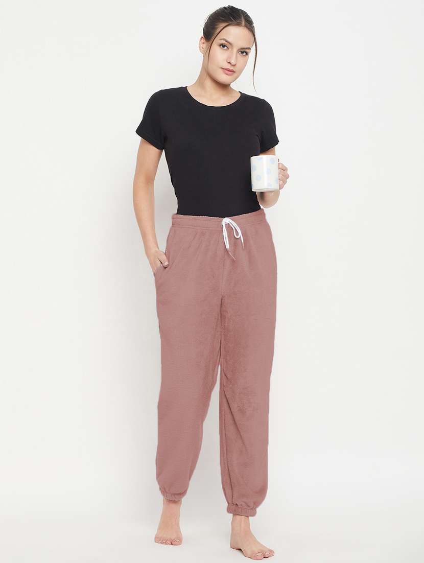 brown fleece joggers bottom wear - 20852359 - Standard Image - 4