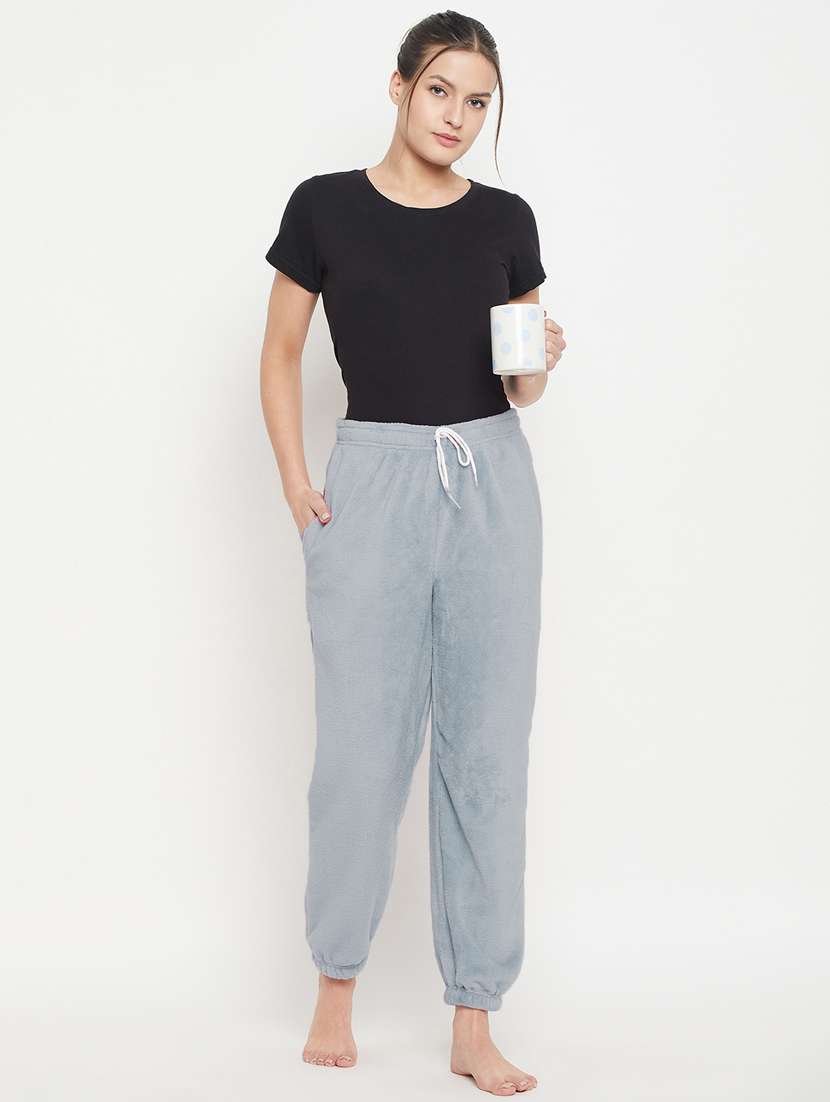 grey fleece joggers bottom wear - 20852360 -  Standard Image - 4