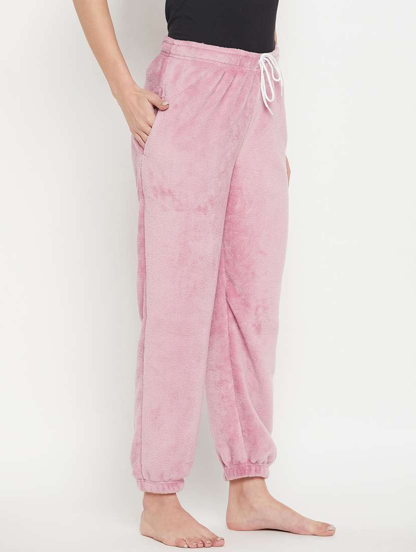 pink fleece joggers bottom wear - 20852362 -  Standard Image - 1