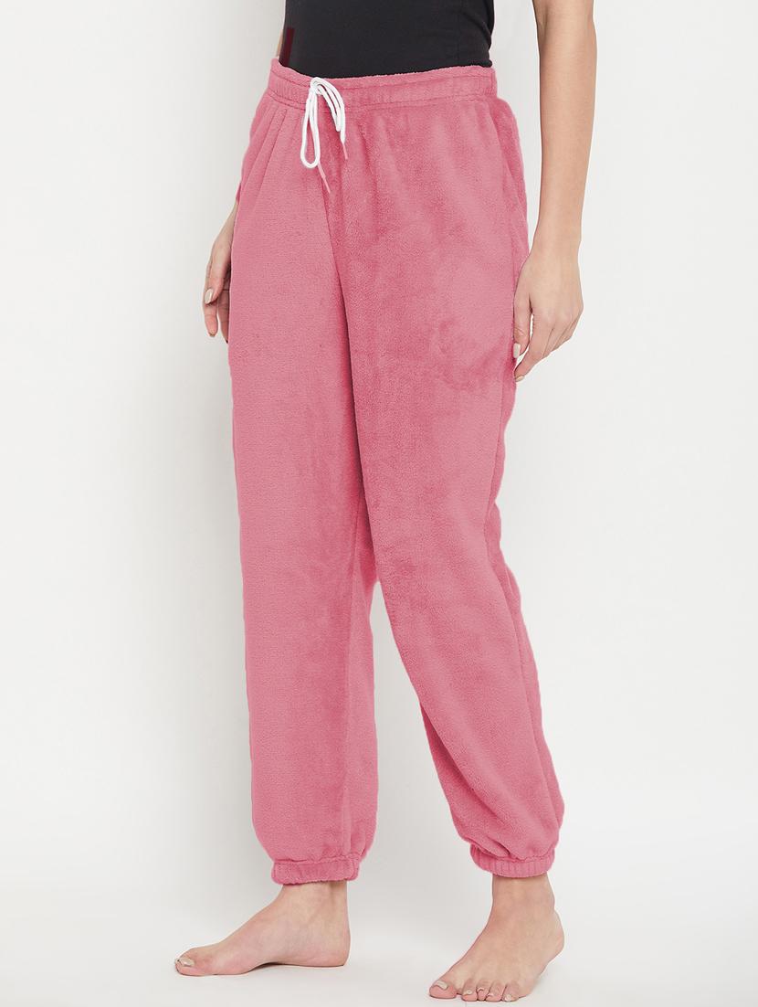 pink fleece joggers bottom wear - 20852363 - Standard Image - 1