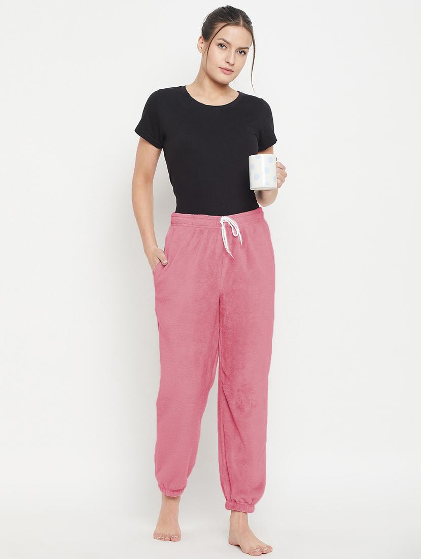 pink fleece joggers bottom wear - 20852363 - Standard Image - 4