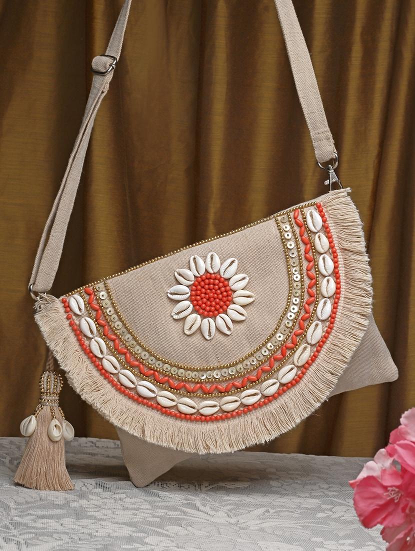 cream embellished sling bag - 20852385 -  Zoom Image - 0