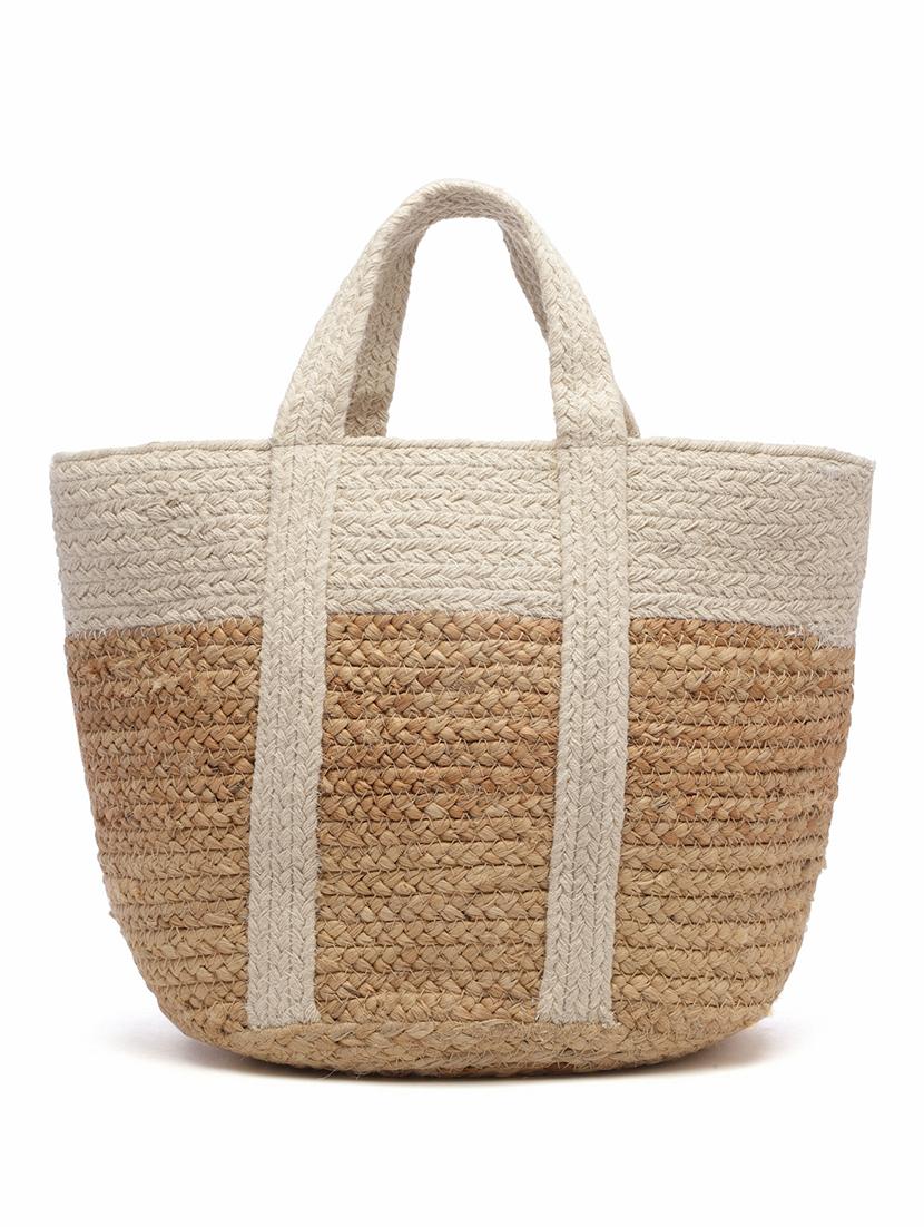 beige jute embellished handbag - 20852388 - Standard Image - 1