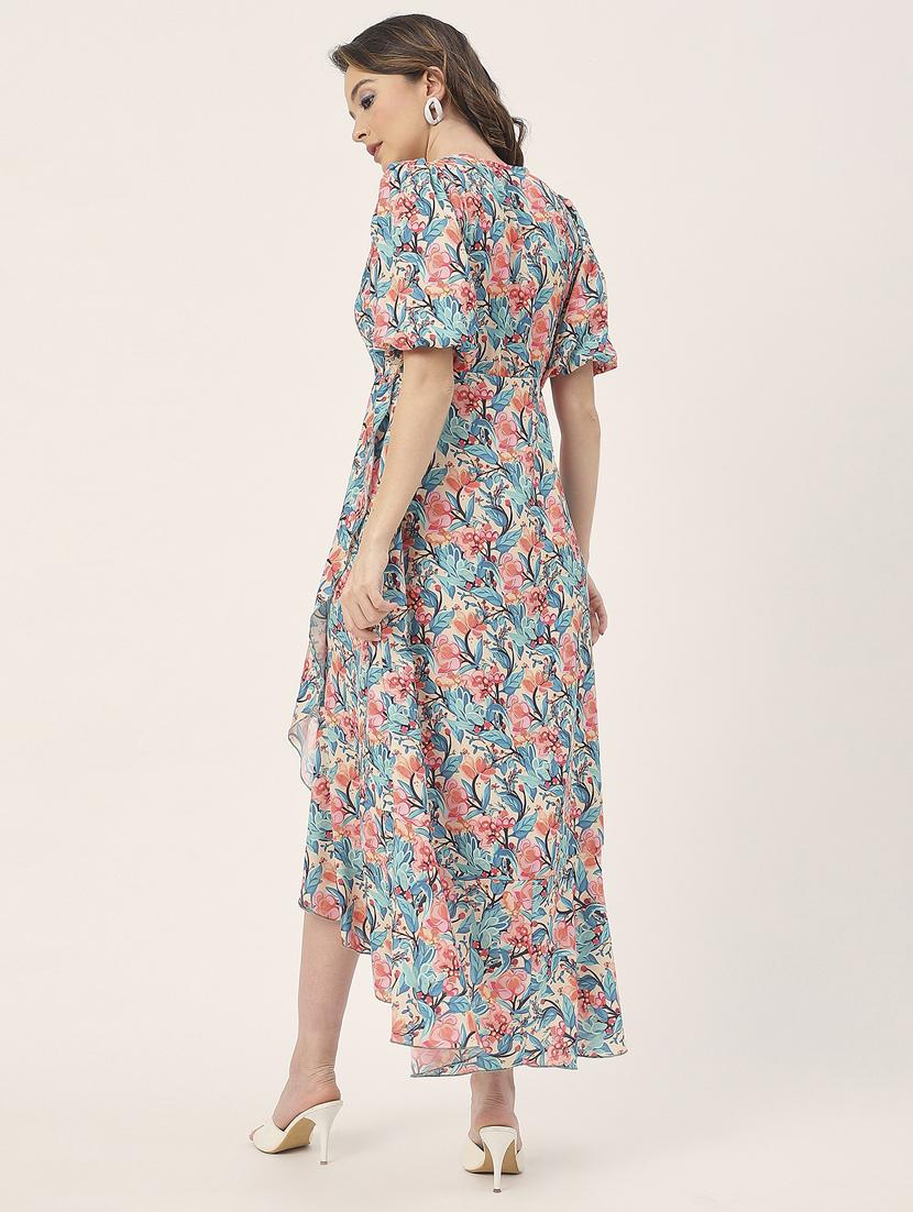 women beige floral printed fit & flare dress - 20852396 - Standard Image - 4
