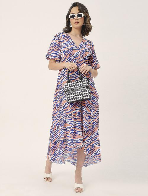 women multicolored printed fit & flare dress - 20852399 - Standard Image - 0