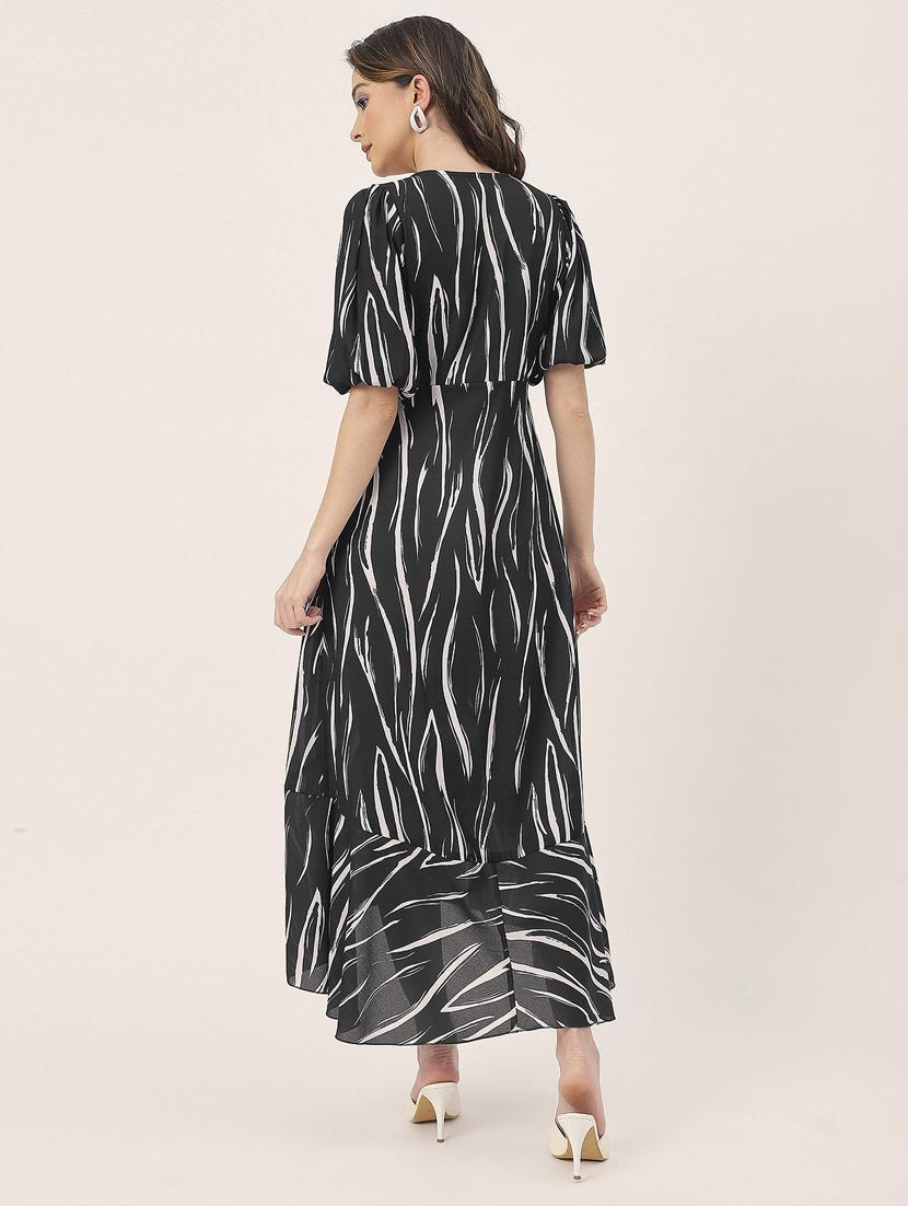 women black printed fit & flare dress - 20852400 - Standard Image - 4