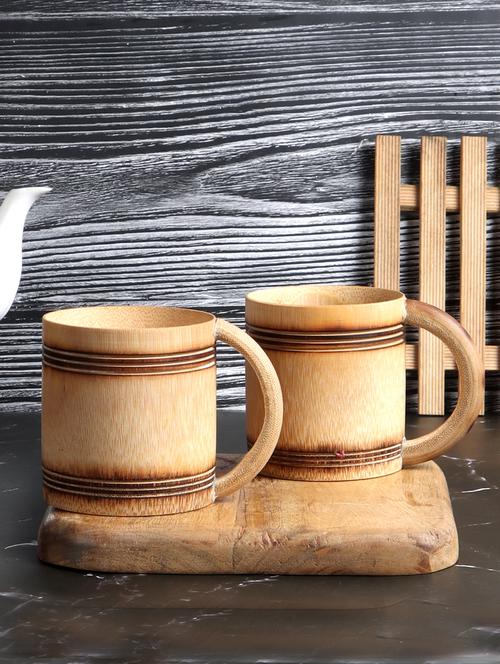 bamboo tray with set of 2 coffee mug - 20852418 -  Standard Image - 0
