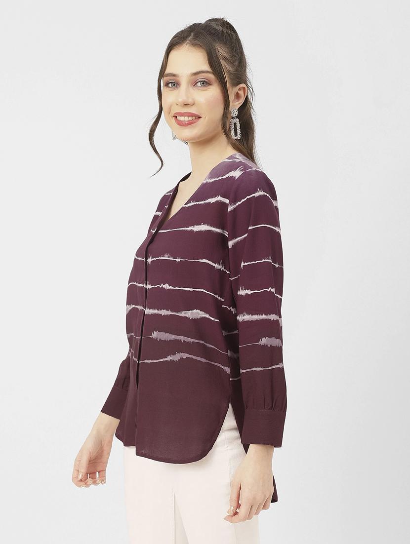 mauve rayon printed top - 20852426 -  Standard Image - 1