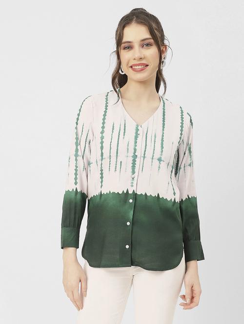 green rayon tie & dye top - 20852428 -  Standard Image - 0