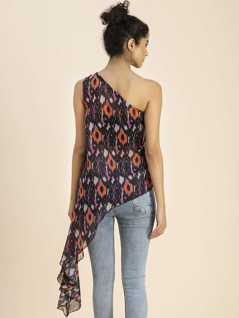 women multicolored aztec printed asymmetric top - 20852433 -  Standard Image - 4