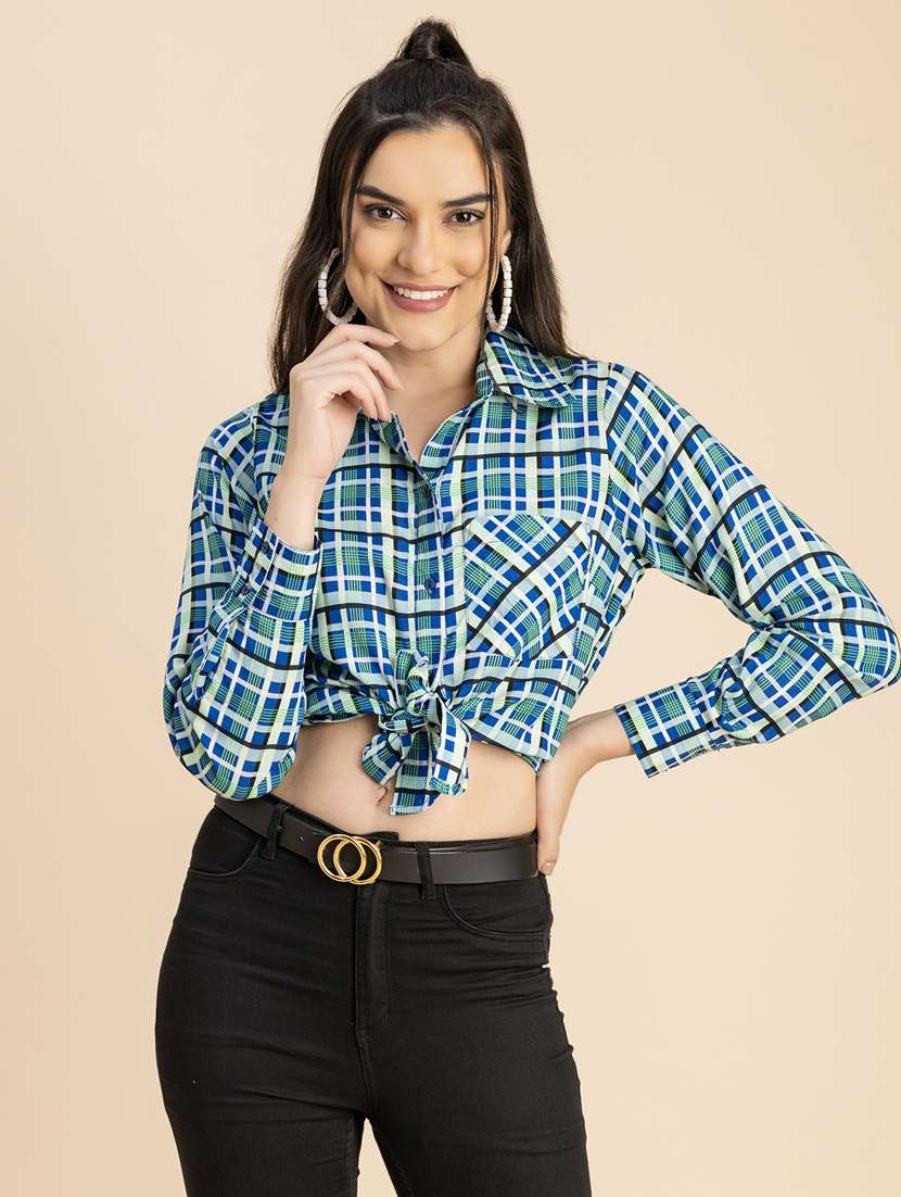 blue rayon checks shirt