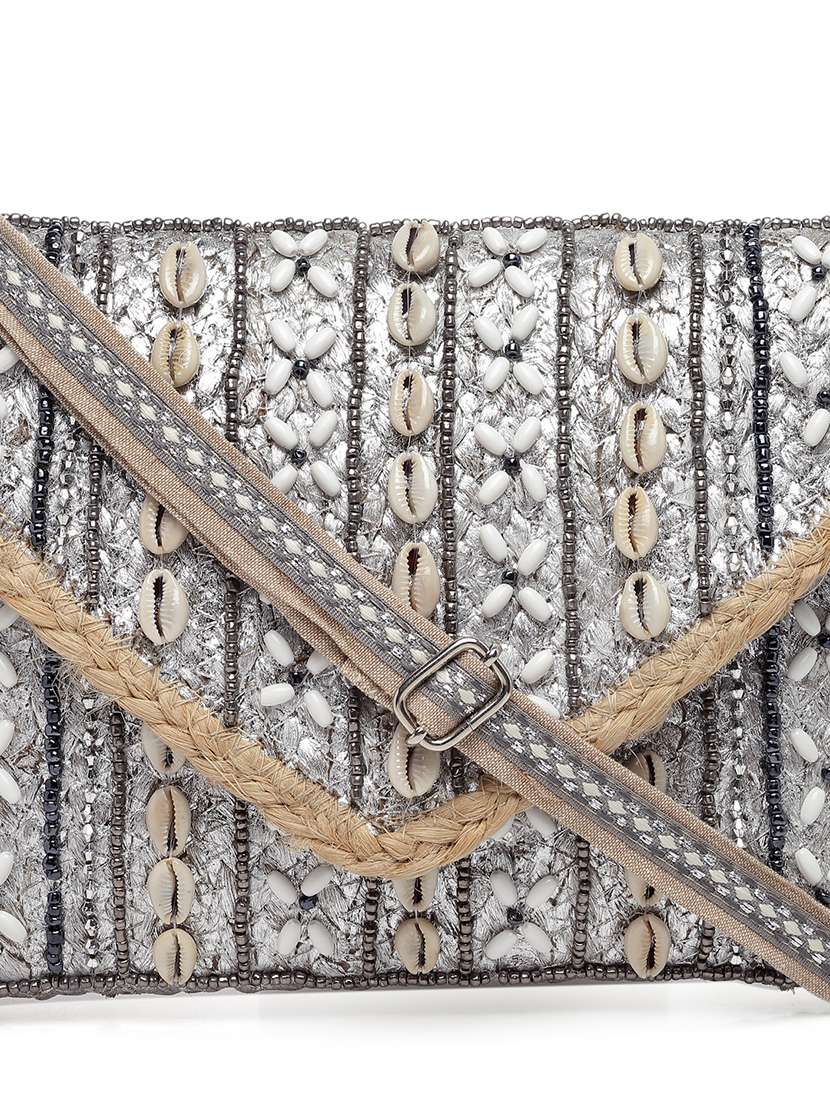 Silver Embellished Sling Bag