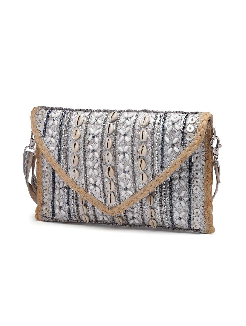 Silver Embellished Sling Bag