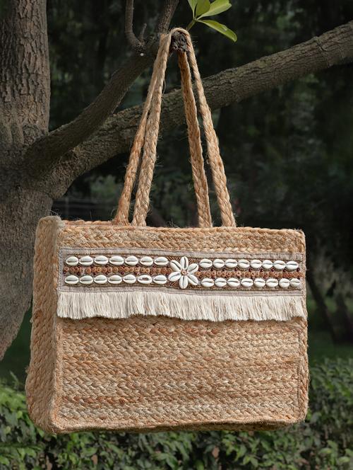 beige jute regular tote - 20852454 - Standard Image - 0