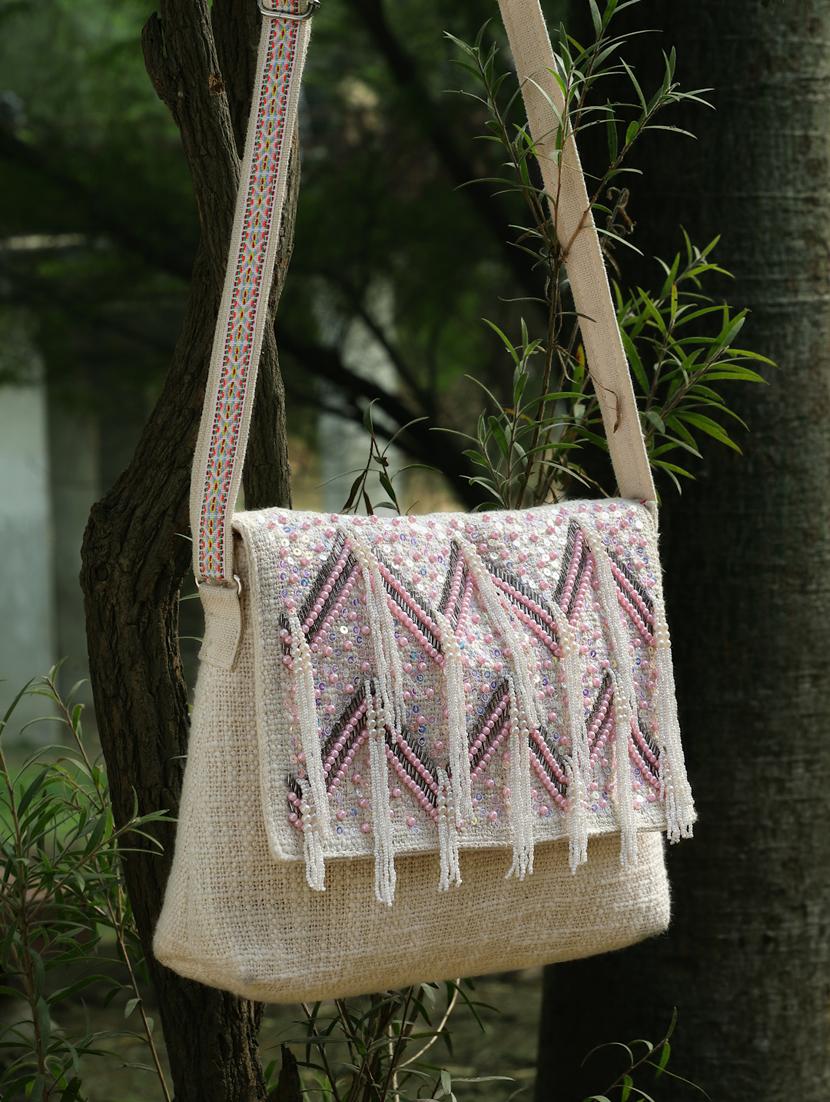 off white embellished sling bag - 20852462 -  Zoom Image - 0