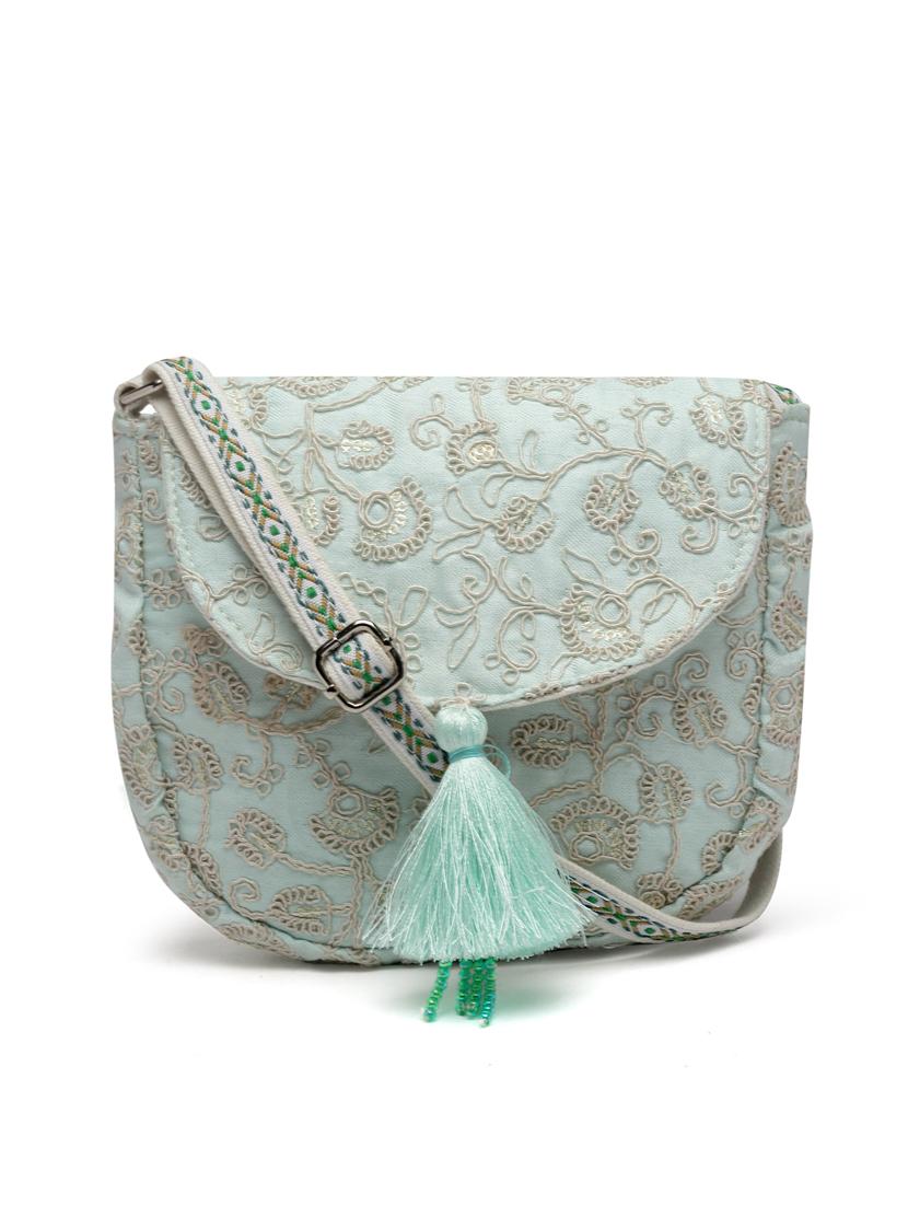 see green embroidered sling bag - 20852464 -  Standard Image - 1
