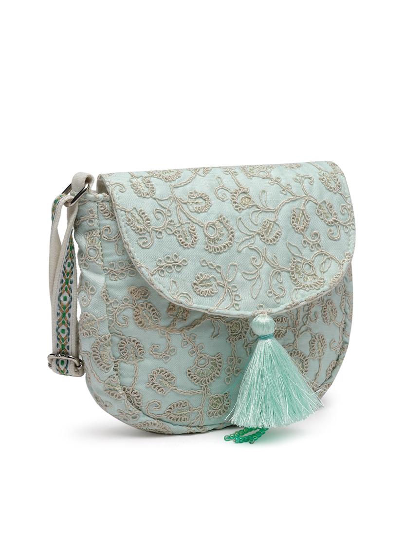 see green embroidered sling bag - 20852464 - Standard Image - 4
