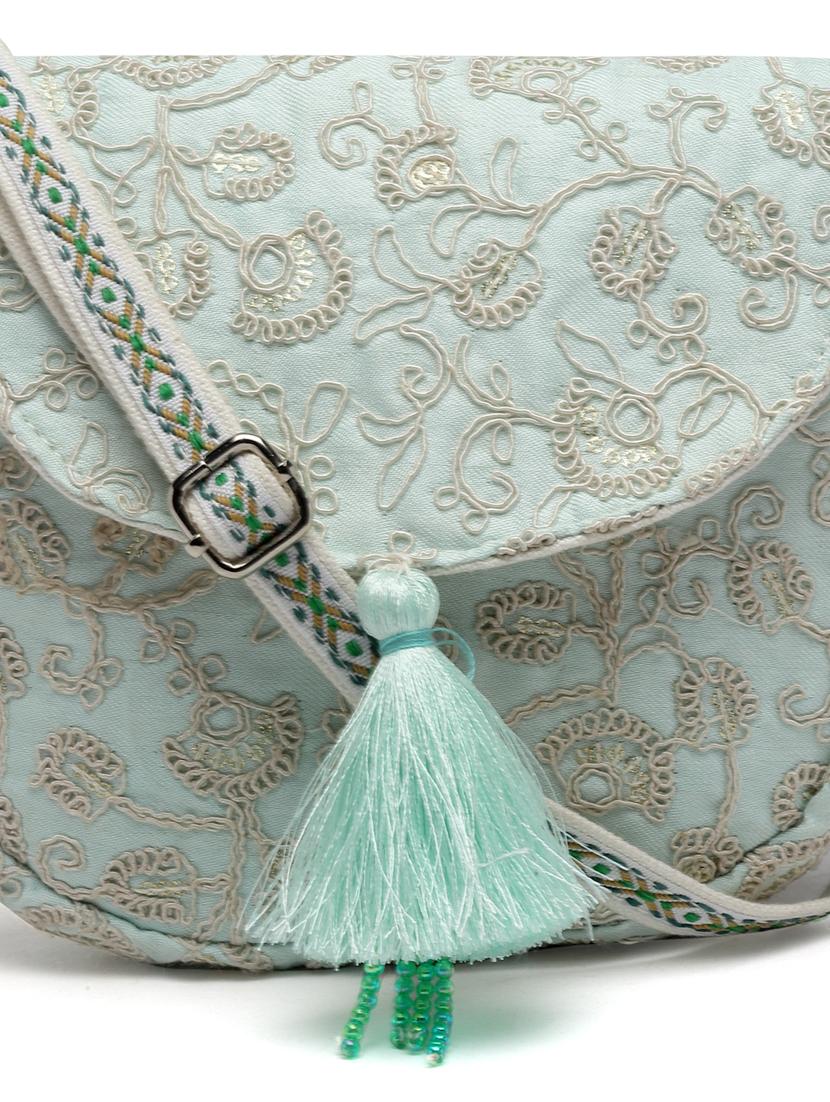 see green embroidered sling bag - 20852464 - Standard Image - 6