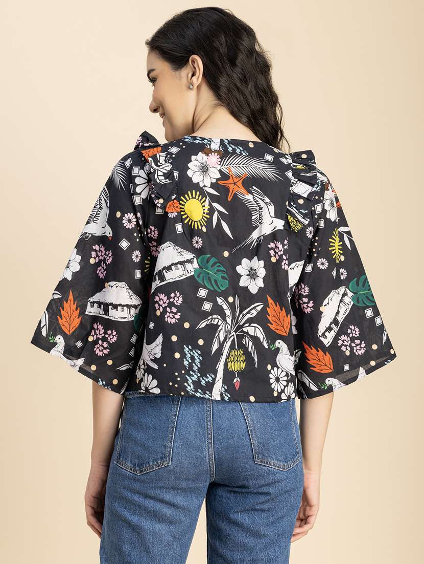 black printed detailed shrug - 20852467 -  Standard Image - 4