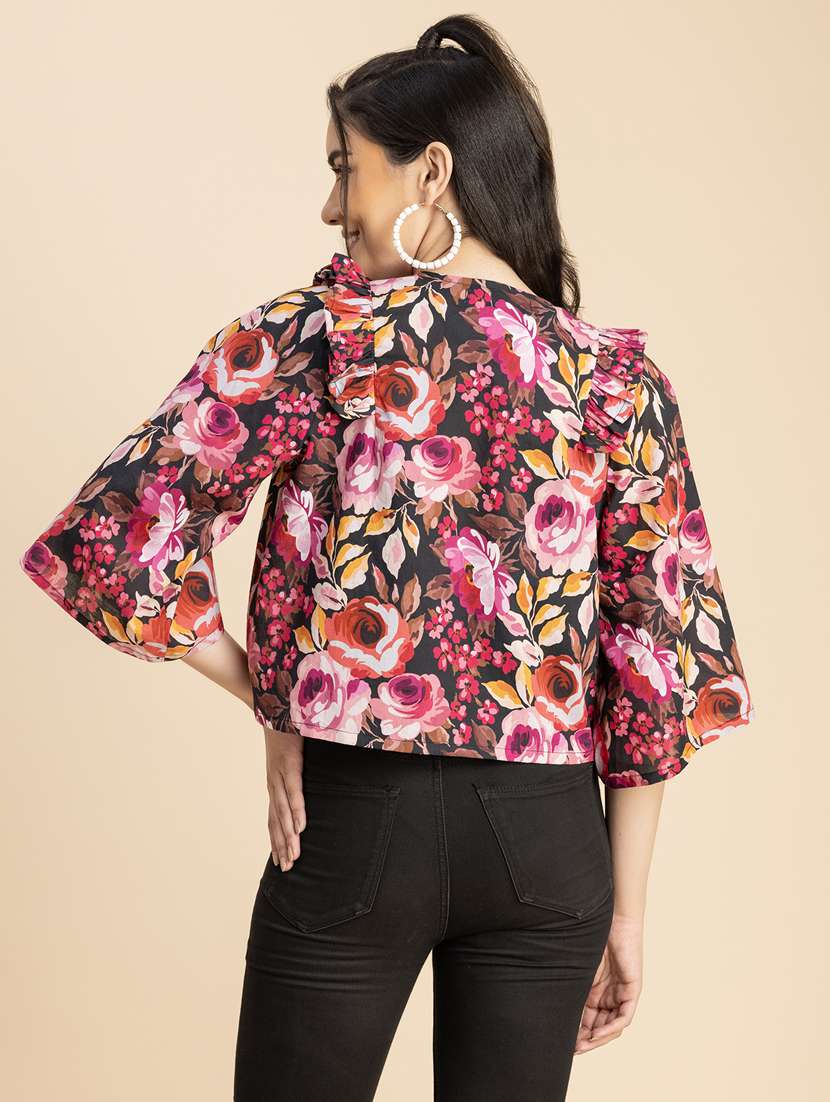 black floral printed summer jacket - 20852469 -  Standard Image - 4