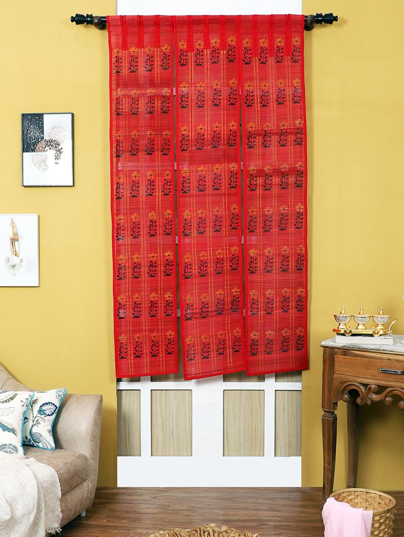 3 panel bamboo curtains pink