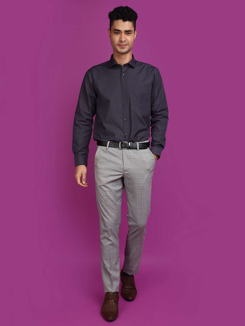 grey cotton blend formal shirt - 20852535 -  Standard Image - 4