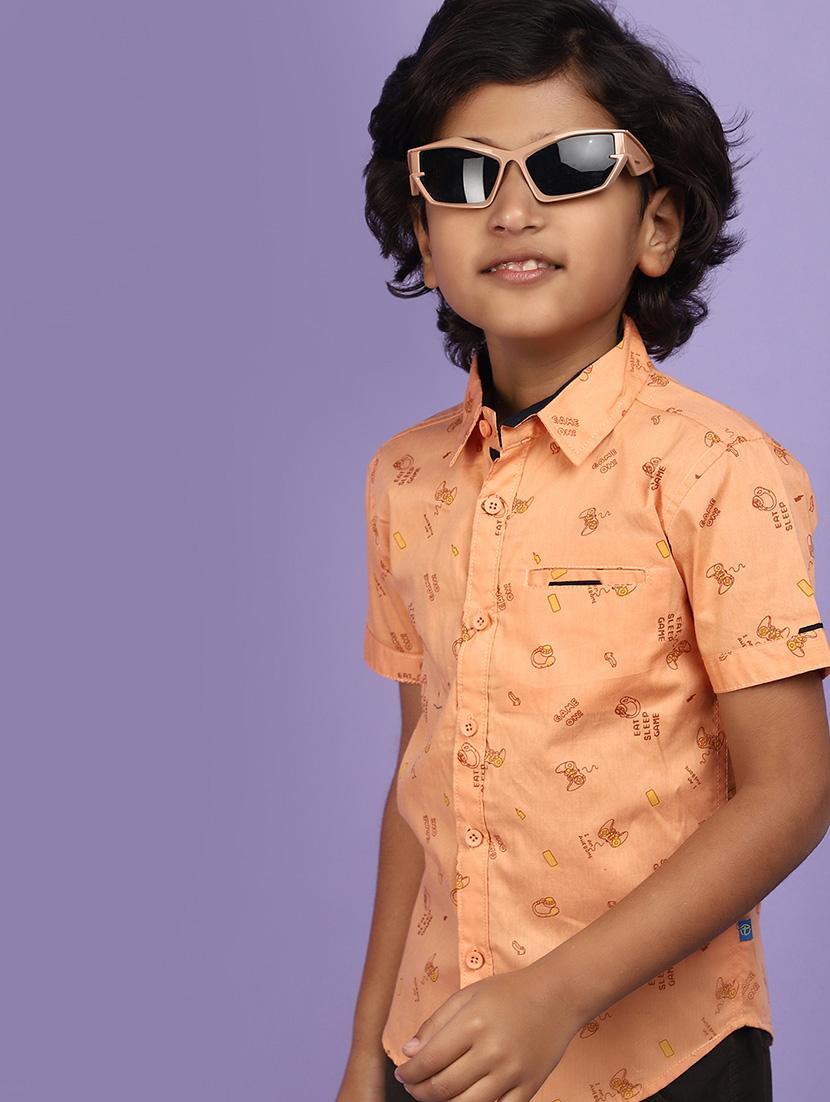 coral cotton printed shirt - 20852554 -  Standard Image - 1