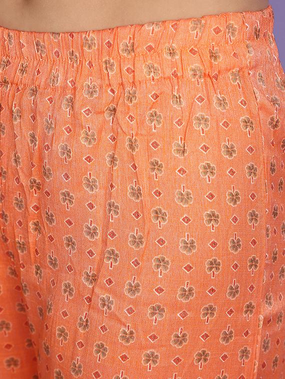women orange printed kurta palazzo set - 20852578 - Standard Image - 4