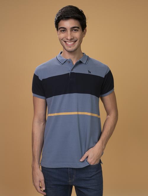 men polo neck striped t-shirt - 20852643 - Standard Image - 0