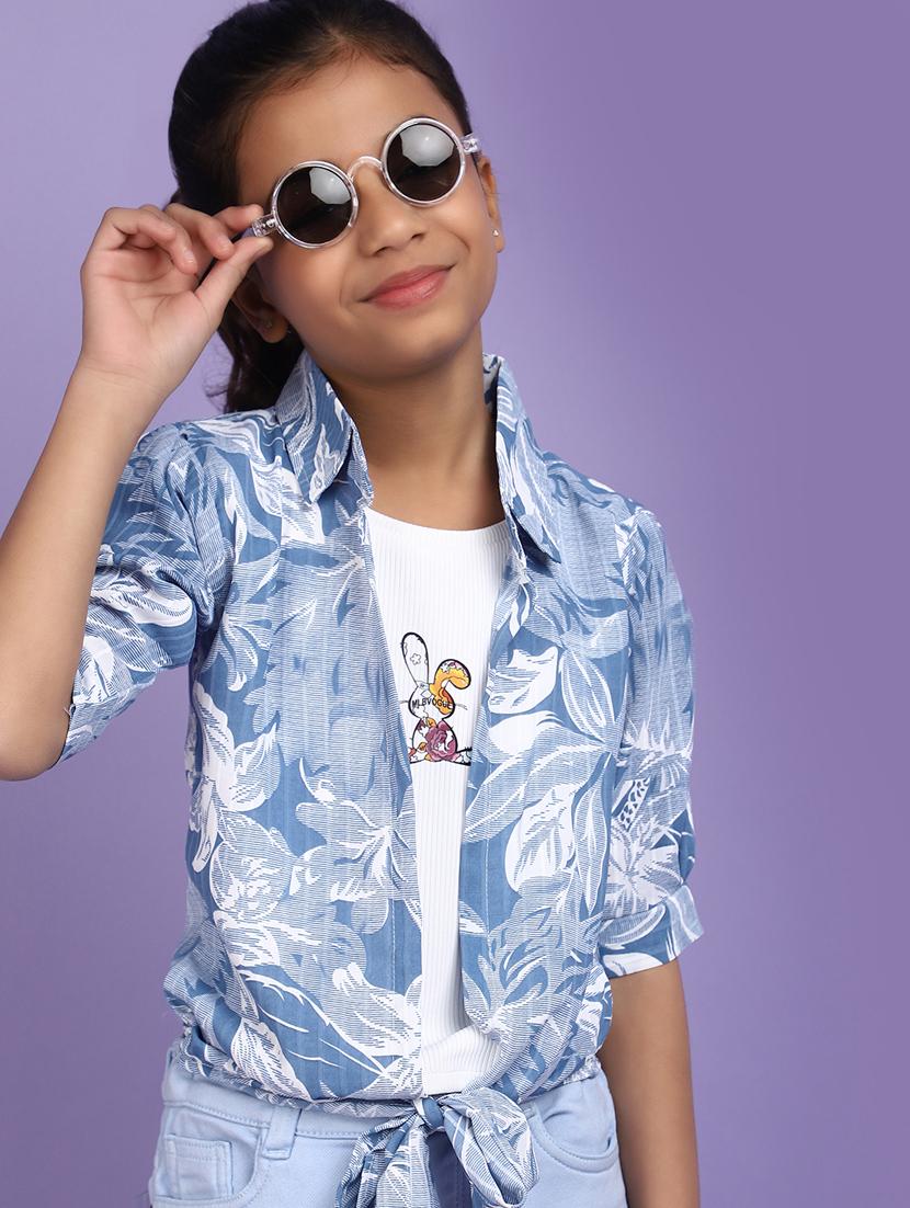 girls round neck printed top - 20852683 - Standard Image - 1