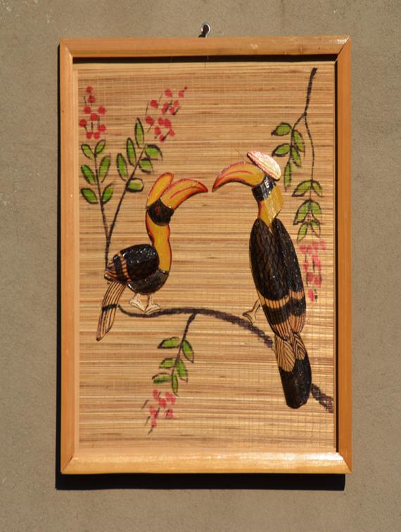 bamboo wall hanging (small) - pair of hornbill - 20852687 - Zoom Image - 0