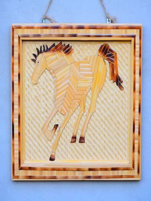 bamboo wall hanging (large) - horse - 20852689 - Standard Image - 0