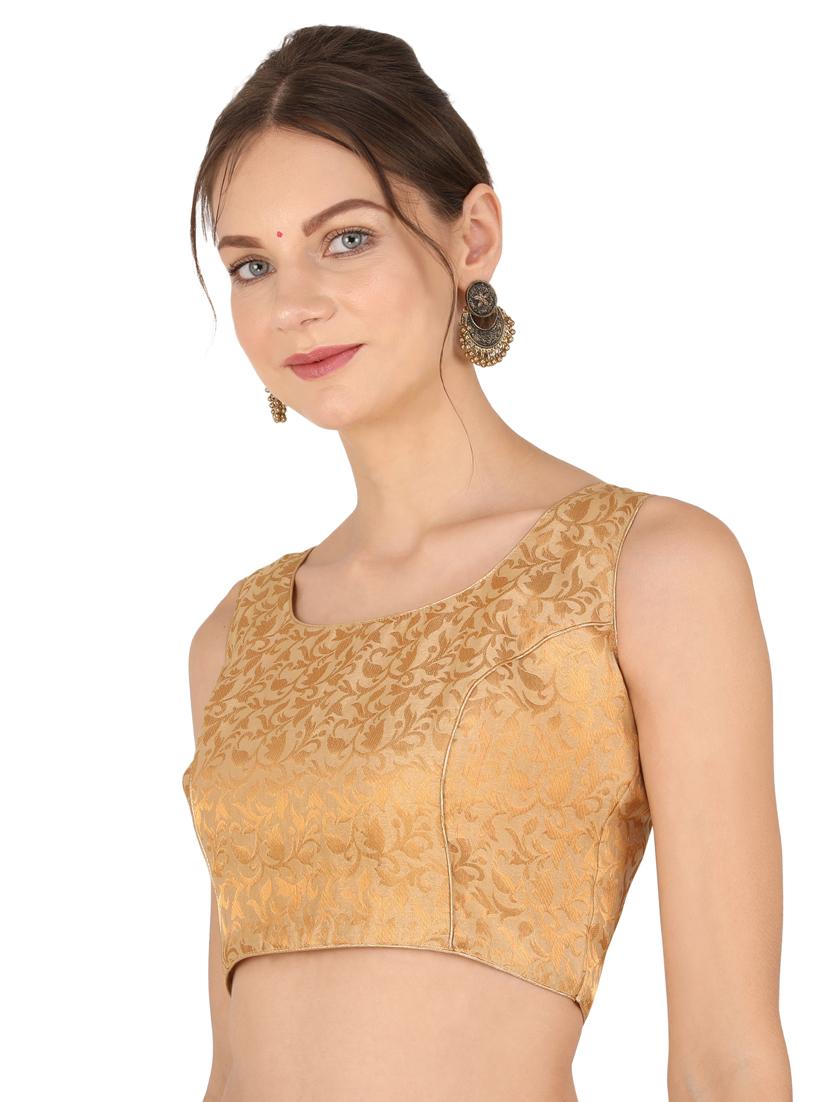 gold chanderi brocade blouse - 20852697 - Standard Image - 1