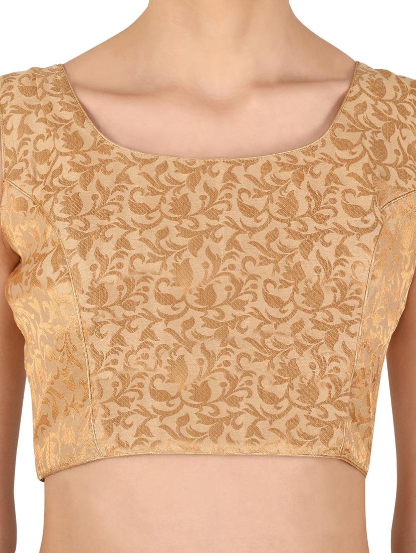gold chanderi brocade blouse - 20852697 - Standard Image - 4