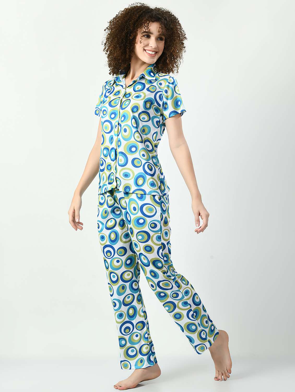 women printed pyjama nightwear set - 20852771 -  Standard Image - 1