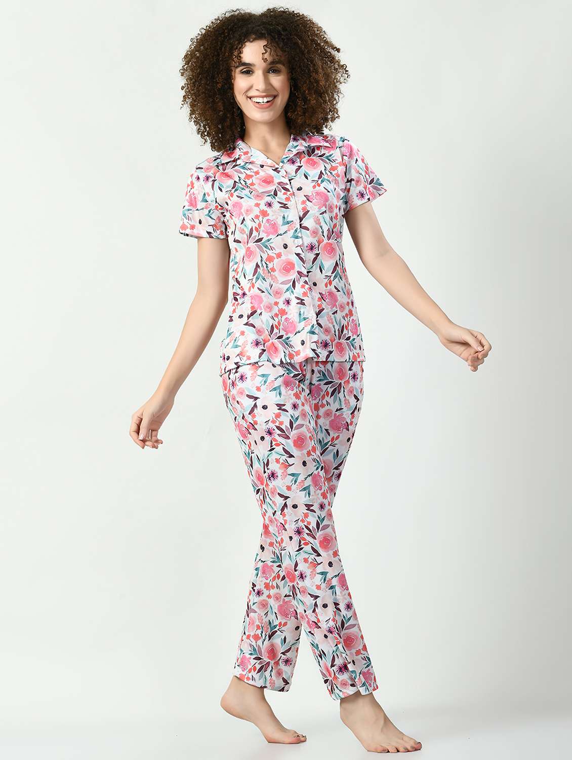 women floral printed pyjama nightwear set - 20852772 - Standard Image - 1