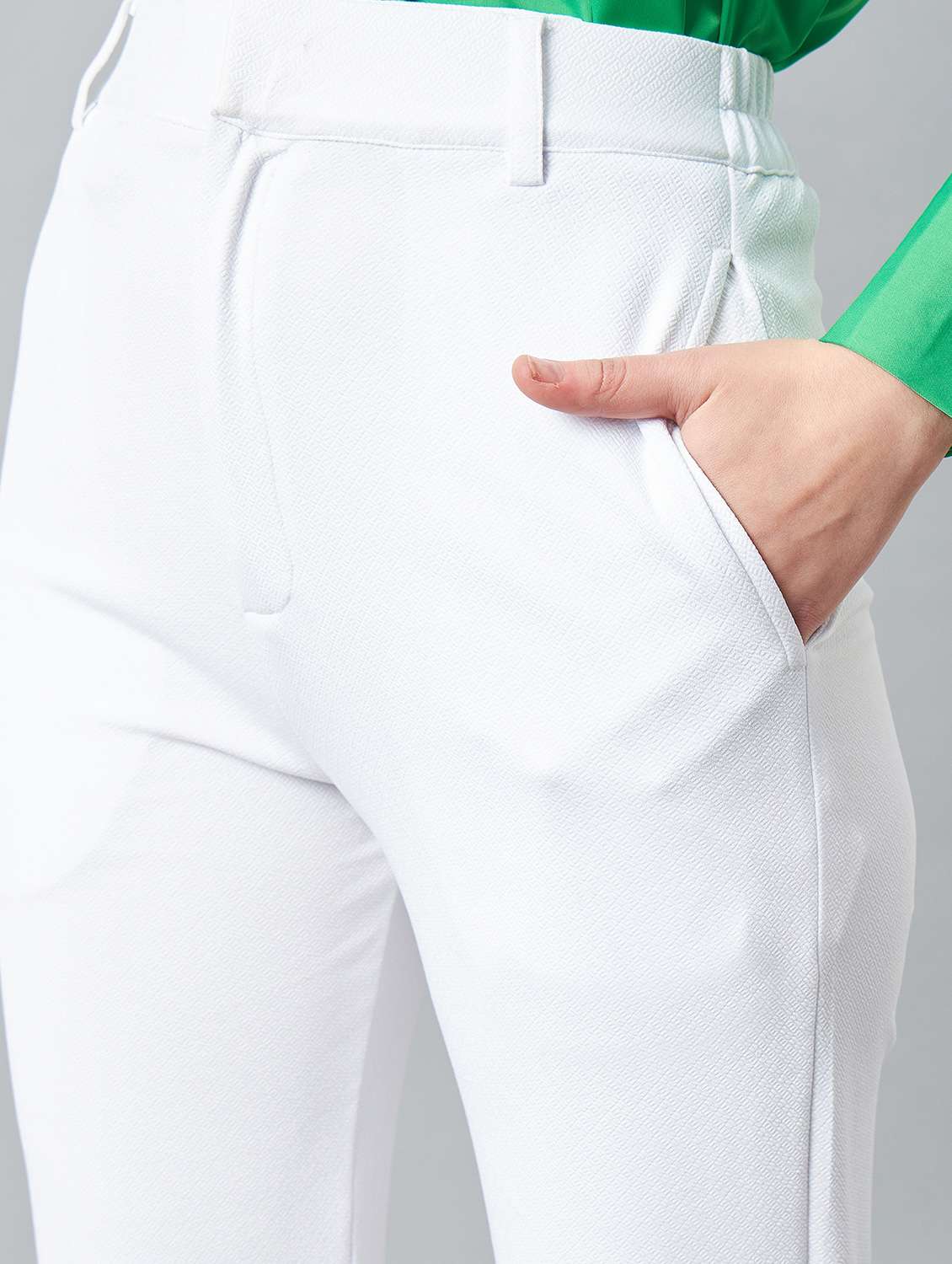 white polyester trousers - 20852792 -  Standard Image - 4