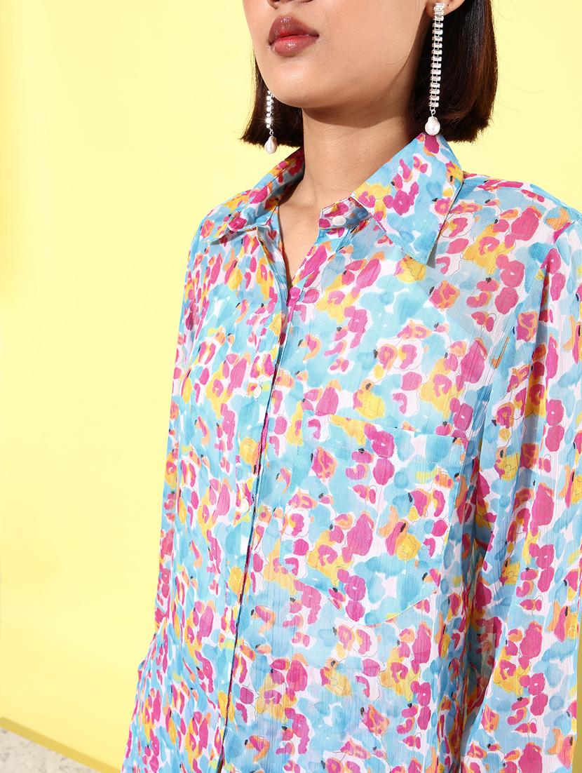 women multicolored printed shirt & trouser co-ord set - 20852880 - Standard Image - 4